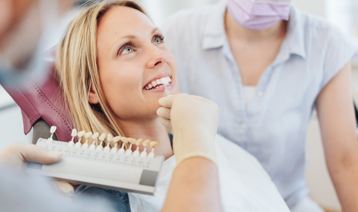 Explore the process of selecting veneers, including precise shade matching to ensure your new veneers perfectly complement your natural smile. 