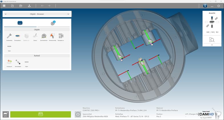 iCAM HD Screenshot - 3 Abutments im 6-fach Medentika Abutmenthalter