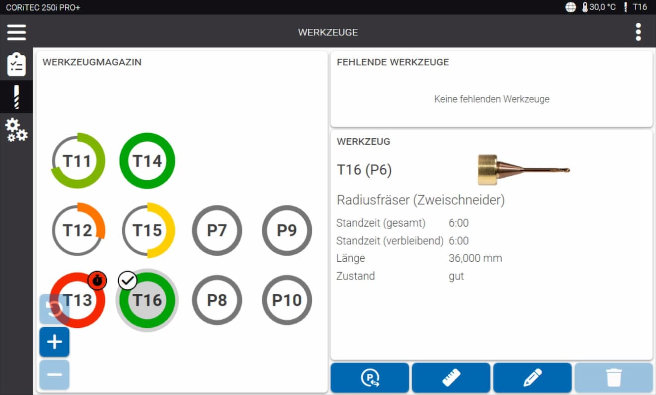 CORiTEC 250i PRO+ - SmartControl - Werkzeuge